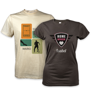 Individuelle T-Shirts im Unisex- und Frauenschnitt mit Wunschmotiv, Namen und Text – perfekt für den Alltag oder als Geschenk.
