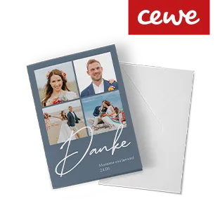 Klappkarte mit personalisiertem Fotomotiv und Text.