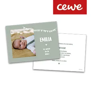 Postkarte mit personalisiertem Fotomotiv und Text.