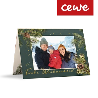 Klappkarte mit personalisiertem Fotomotiv und Text.